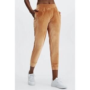 FABLETICS Light Honey Luxe Velour Active Lounge Travel Casual Jogger Pants Sz L